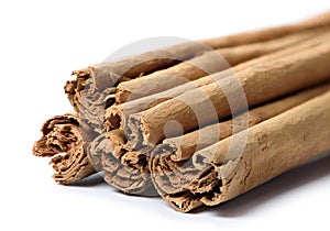 True cinnamon sticks isolated