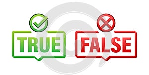 True and False Icons Set Vector Illustration for Fact Checking and Verification Concept