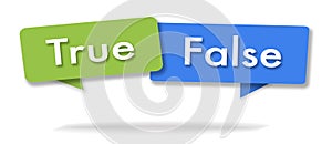 True and false illustration in two colored bubbles