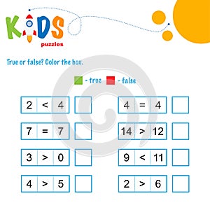 True or false math worksheet.