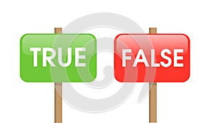 True or false sign button isolated on white background.