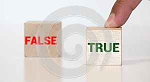 True or False. Small Blackboards with the text - True or False, on wood background