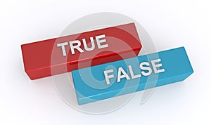 true false word block on white