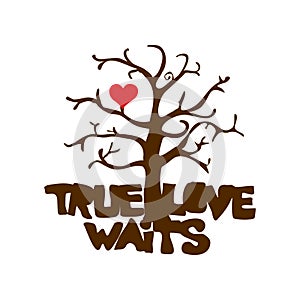 True love waits. Tree and heart. photo