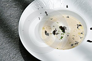 Truffle mushroom cream soup.