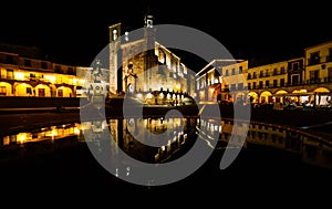 Trujillo Square by night, Spain