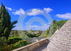 Trulli houses situated in territory of Valle d\'Itria (Apulia).