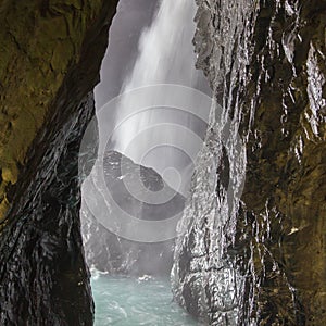 Trummelbach falls (Trummelbachfalle), waterfall in the mountain