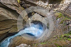 Trummelbach waterfall is the biggest waterfall in Europe, inside