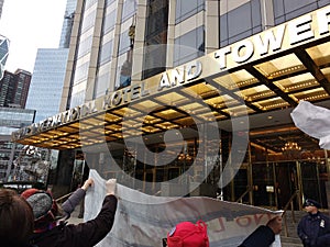 Trump International Hotel & Tower, Women`s March, Central Park West, NYC, NY, USA