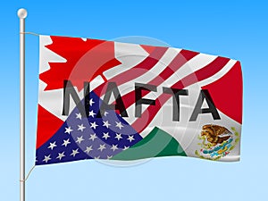 Trump Nafta Negotiate Deal With Canada And Mexico - 3d Illustration