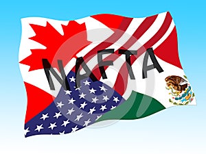 Trump Nafta Negotiate Deal With Canada And Mexico - 3d Illustration