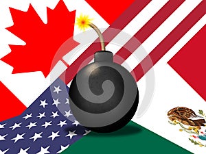 Trump Nafta Negotiation Deal With Canada And Mexico - 3d Illustration