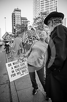 Trump Supporters Wave Signs at Passing Traffic at the Ohio Statehouse