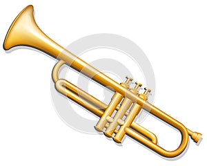 Trumpet. Brass wind musical instrument photo