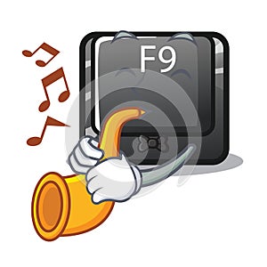 With trumpet button f9 in the character shape