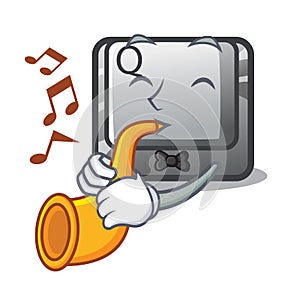 With trumpet button Q in the character shape