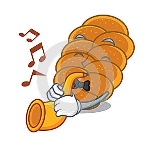 With trumpet challah mascot cartoon style