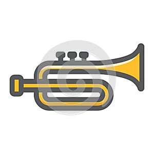 Trumpet filled outline icon, music instrument