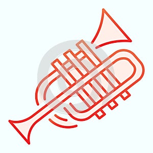 Trumpet flat icon. Wind musical instrument vector illustration isolated on white. Music tuba gradient style design