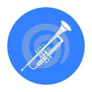 Trumpet icon in black style isolated on white background. Musical instruments symbol stock vector illustration