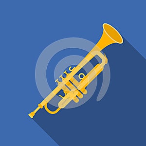 Trumpet icon in flat style isolated on white background. Musical instruments symbol stock vector illustration