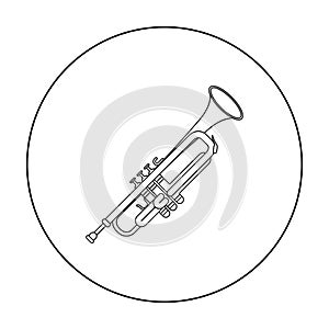 Trumpet icon in outline style isolated on white background. Musical instruments symbol stock vector illustration