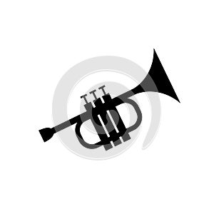Trumpet icon silhouette isolate don white background.