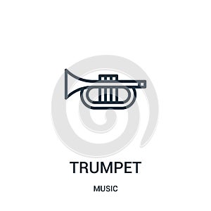 trumpet icon vector from music collection. Thin line trumpet outline icon vector illustration