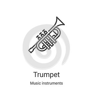 trumpet icon vector from music instruments collection. Thin line trumpet outline icon vector illustration. Linear symbol for use