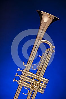 Trumpet Isolated on Blue