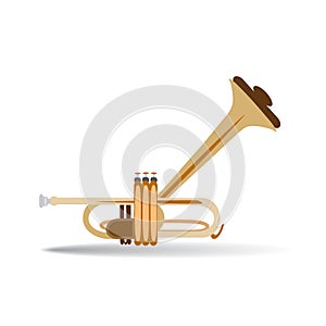 Trumpet isolated, flat style vector illustration