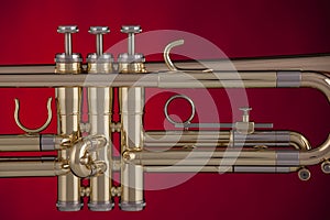 Trumpet Isolated On Red Background