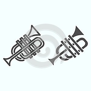 Trumpet line and glyph icon. Wind musical instrument vector illustration isolated on white. Music tuba outline style