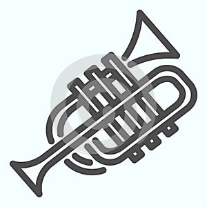 Trumpet line icon. Wind musical instrument vector illustration isolated on white. Music tuba outline style design