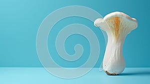 Trumpet mushroom pleurotus eryngii on pastel colored background for artistic display