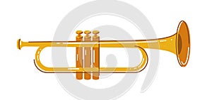 Trumpet musical instrument vector flat illustration isolated over white background.
