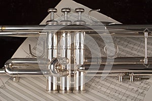 Trumpet on sheet music