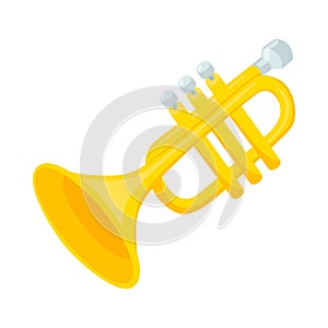 Trumpet Sign Emoji Icon Illustration. Music Instrument Vector Symbol Emoticon Design Clip Art Sign Comic Style.