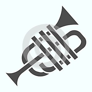 Trumpet solid icon. Wind musical instrument vector illustration isolated on white. Music tuba glyph style design