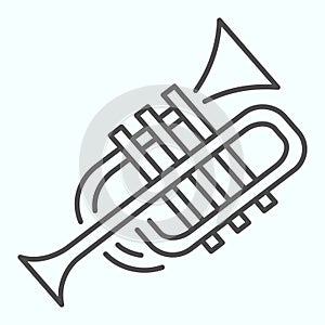 Trumpet thin line icon. Wind musical instrument vector illustration isolated on white. Music tuba outline style design