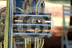 Trumpet valves close up