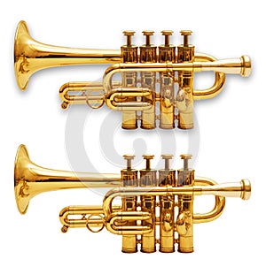 Trumpets isolated on white photo