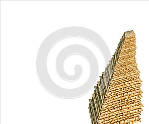 Truncated pyramid of Jewish Matzah bread, substitute for bread on the Jewish Passover holiday. Pesach matzo frustum on white photo