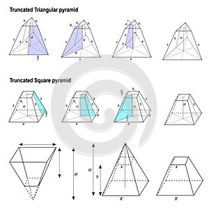 Truncated Square and Truncated Triangular pyramids photo