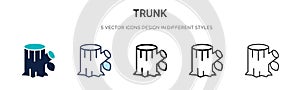 Trunk icon in filled, thin line, outline and stroke style. Vector illustration of two colored and black trunk vector icons designs