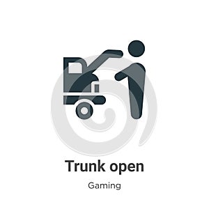 Trunk open vector icon on white background. Flat vector trunk open icon symbol sign from modern gaming collection for mobile