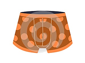 Trunks, men underwear. Mens shorts, boxers, underclothing design with circle print. Male knickers, briefs, undergarment