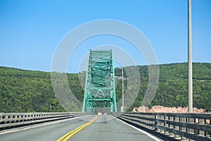 The truss arch Seal Island Bridge at Victoria County, Nova Scotia connecting Cape Breton. Trans-Canada Highway 105