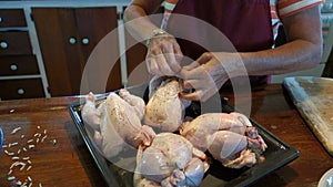 Trussing stuffed cornish game hens